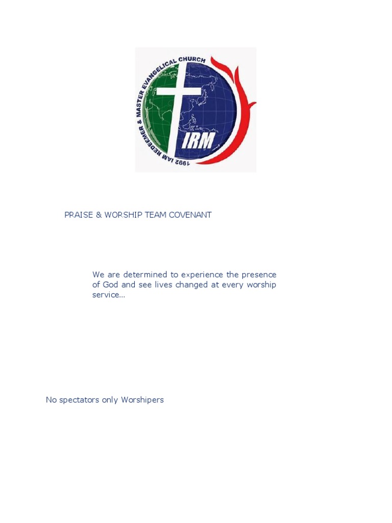 Praise & Worship Team Covenant Guidelines | PDF | Born Again | Worship