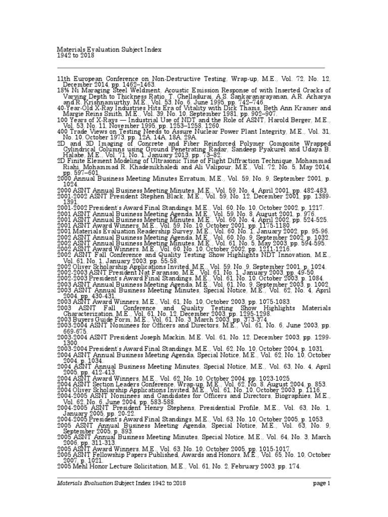 Me Index 1942 18 Pdf Nondestructive Testing Ultrasound