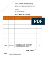 Technological Institute of The Philippines On-The-Job Training / Practicum Weekly Report