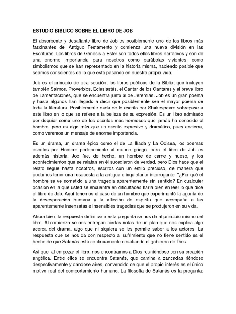 Estudio Bíblico del Libro de Job | PDF | Libro de trabajo | Dios