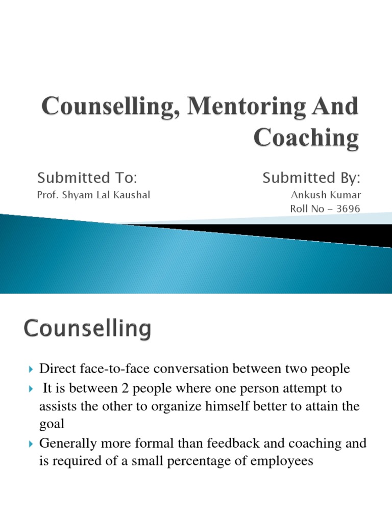 Counselling, Mentoring and Coaching | PDF | Mentorship | Leadership