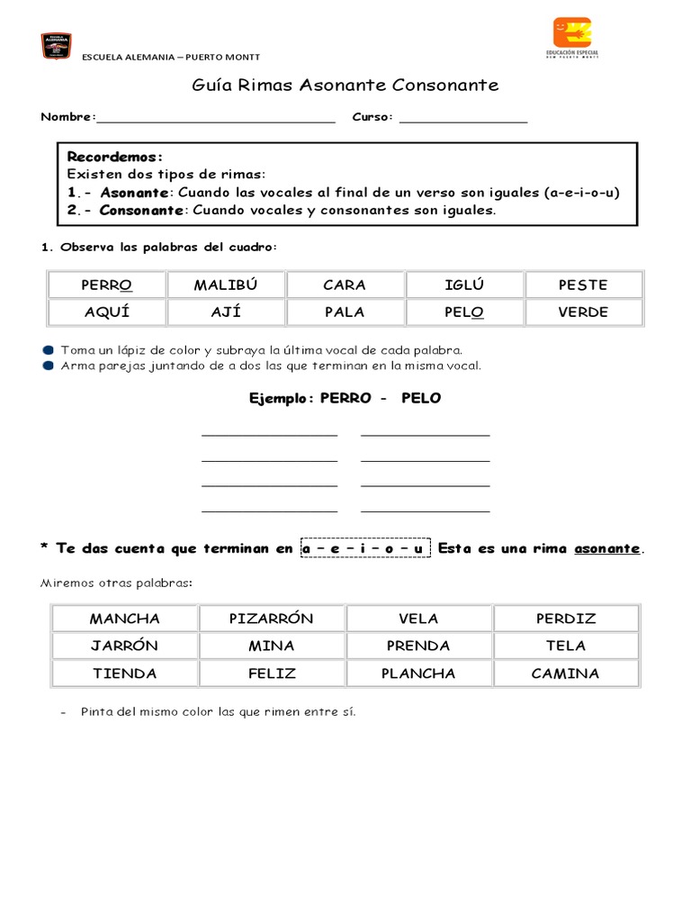 Rimas Asonantes y Consonantes | Rima | Lingüística