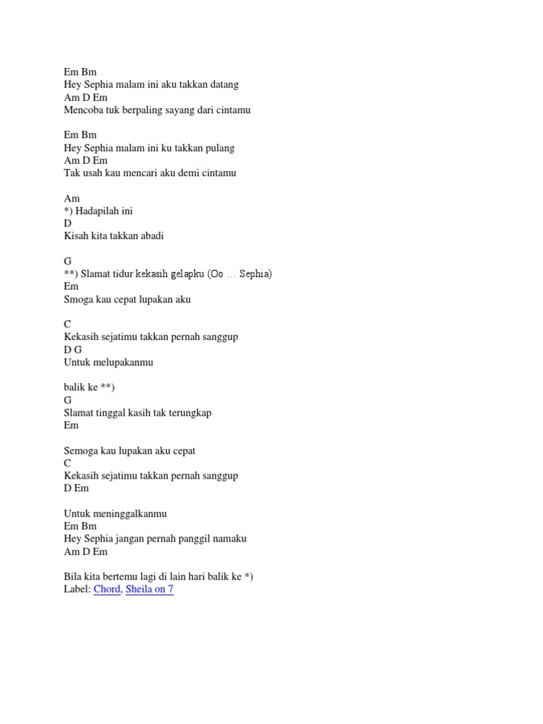 Sheila On 7 Sephia Plus Lirik Chords Chordify