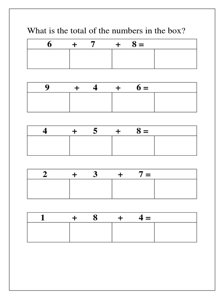 What Is The Total of The Numbers in The Box | PDF