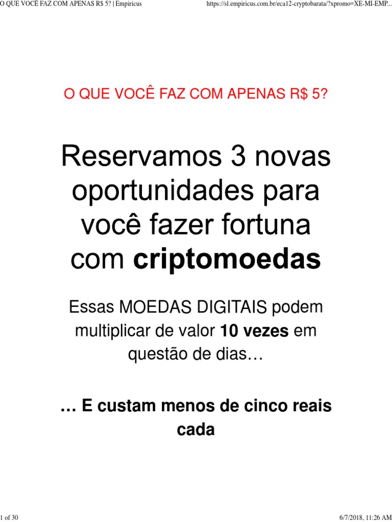 O QUE VOCÊ FAZ COM APENAS R$ 5 - Empiricus | PDF | Bitcoin | Criptomoeda