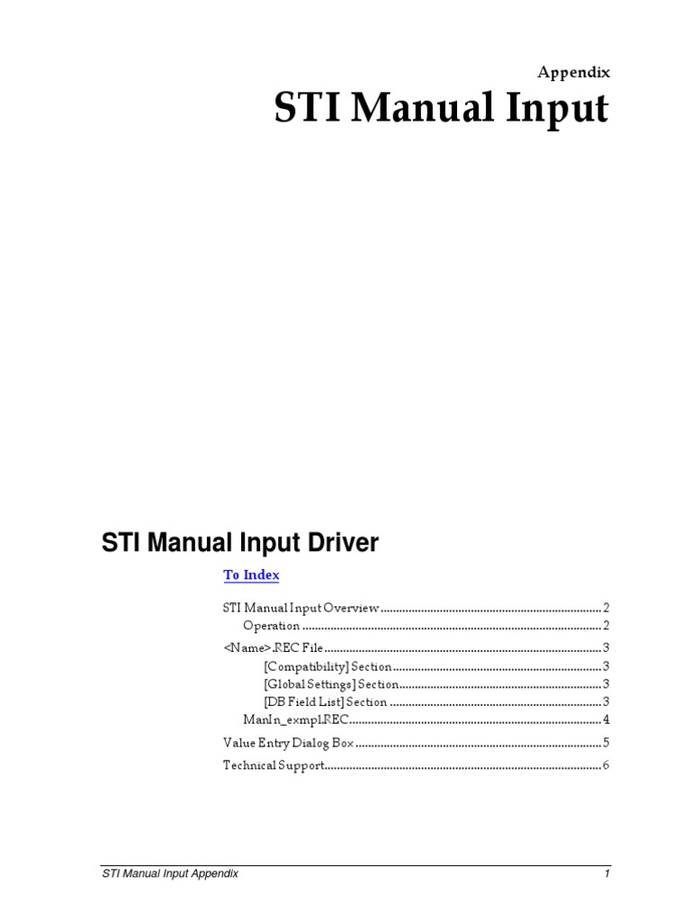 STI Manual Input Driver PDF Decibel Databases
