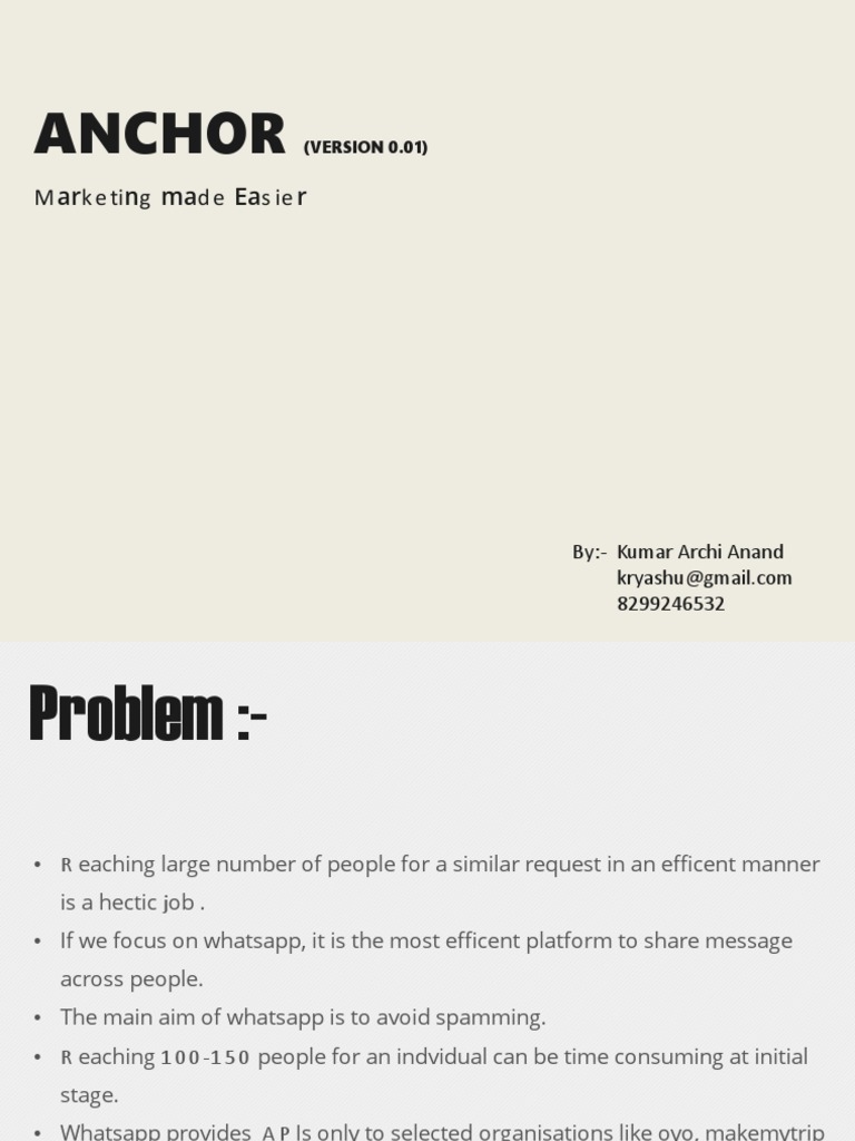 Anchor Marketing Made Easier Pdf Mobile App Areas Of Computer