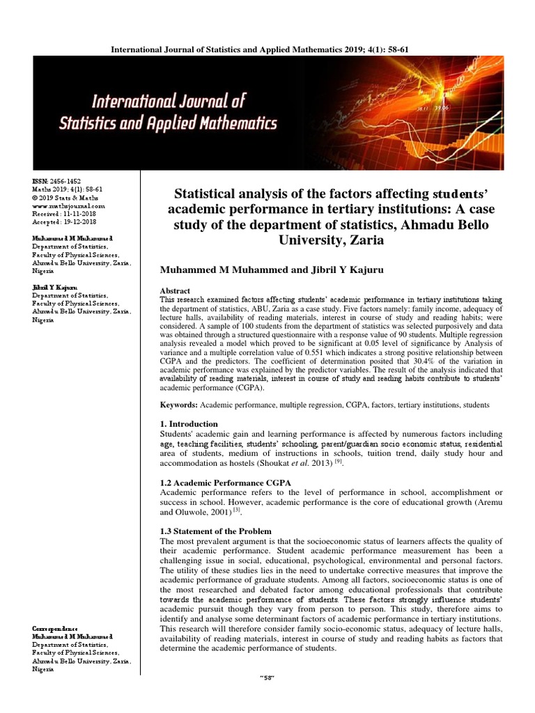 Statistical Analysis of The Factors Affe PDF | PDF | Statistics ...