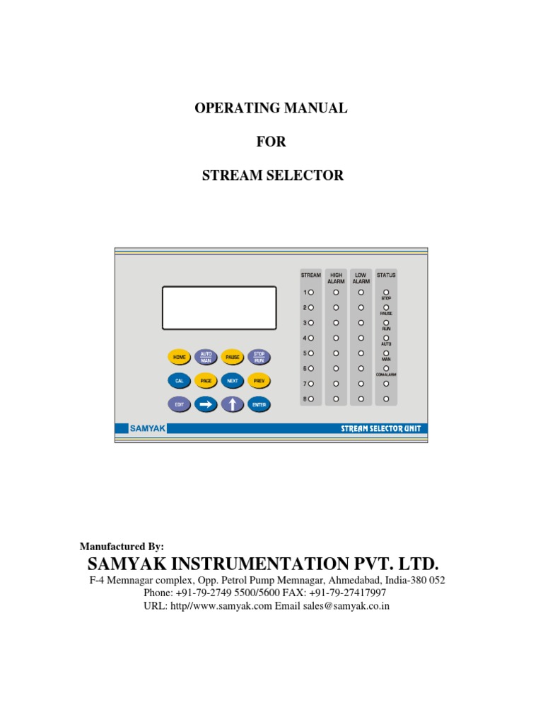 Stream Selector Operating Manual | PDF | Power Supply | Relay