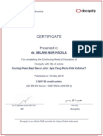 CME Certificate for dr. MILANI NUR FADILA on Jaundice in Newborns