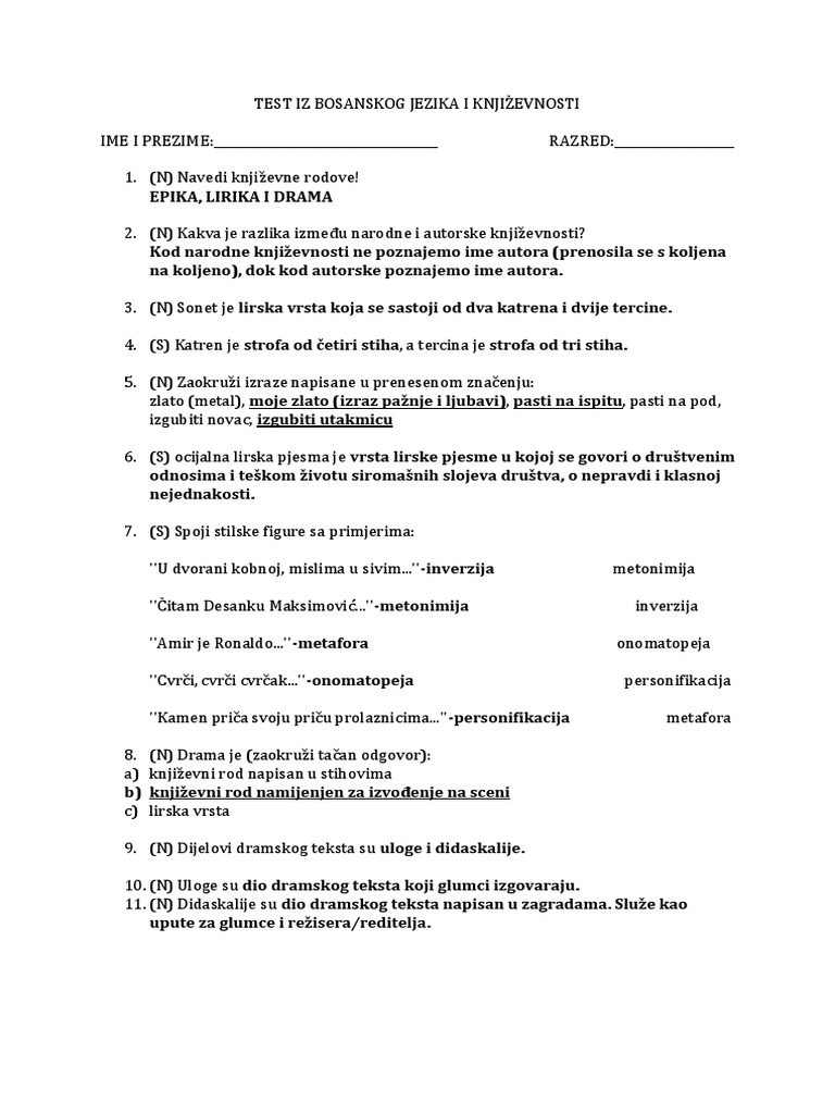 Odgovori Za Test | PDF