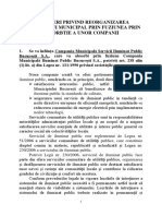 PROPUNERI PRIVIND REORGANIZAREA HOLDINGULUI MUNICIPAL PRIN FUZIUNEA PRIN ABSORBTIE A UNOR COMPANII