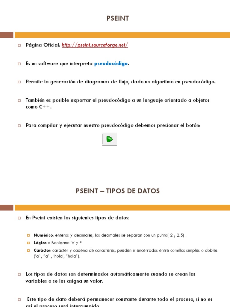 Manual Pseint PDF | PDF | Tipo de datos | Flujo de control