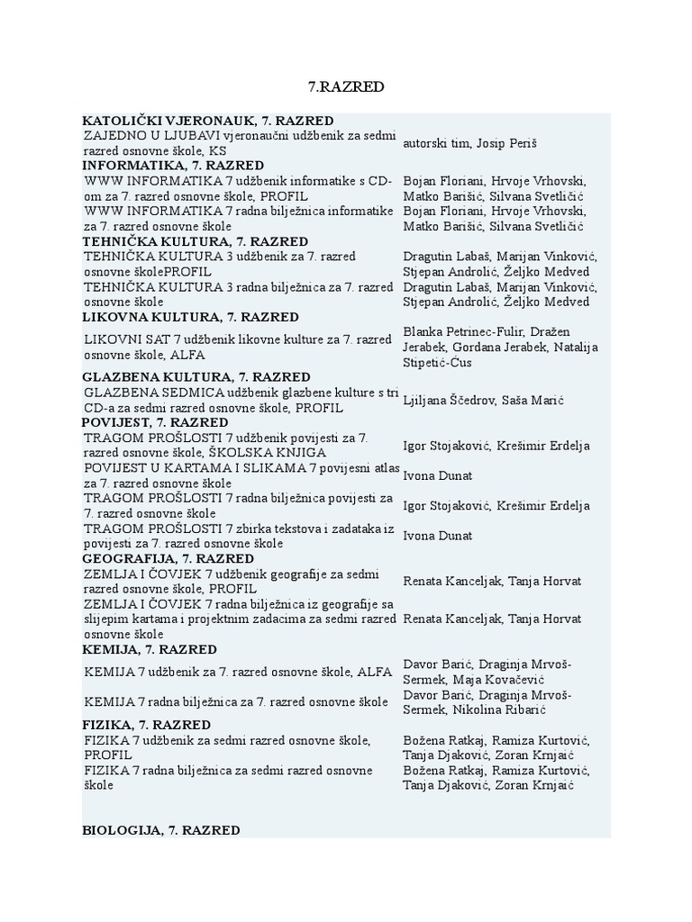 7 Razred | PDF