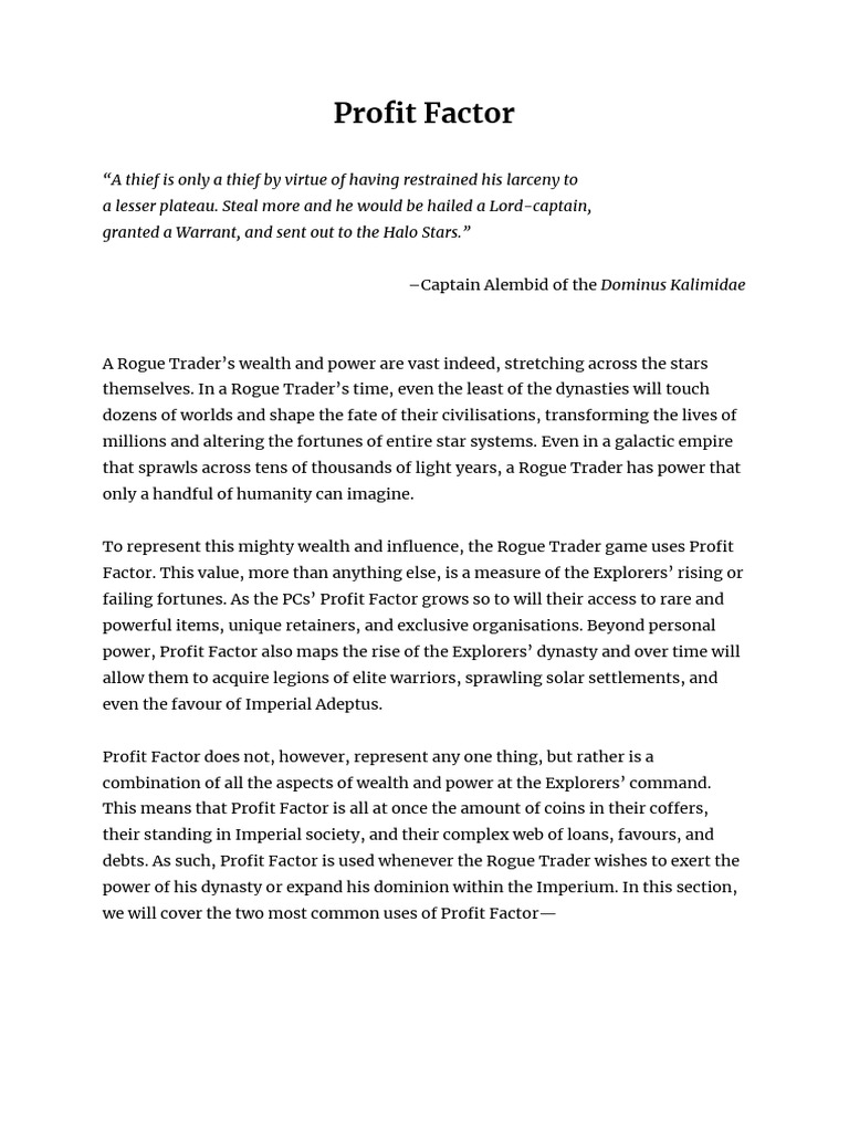 Rogue Trader Profit Factor PDF Mergers And Acquisitions Wealth