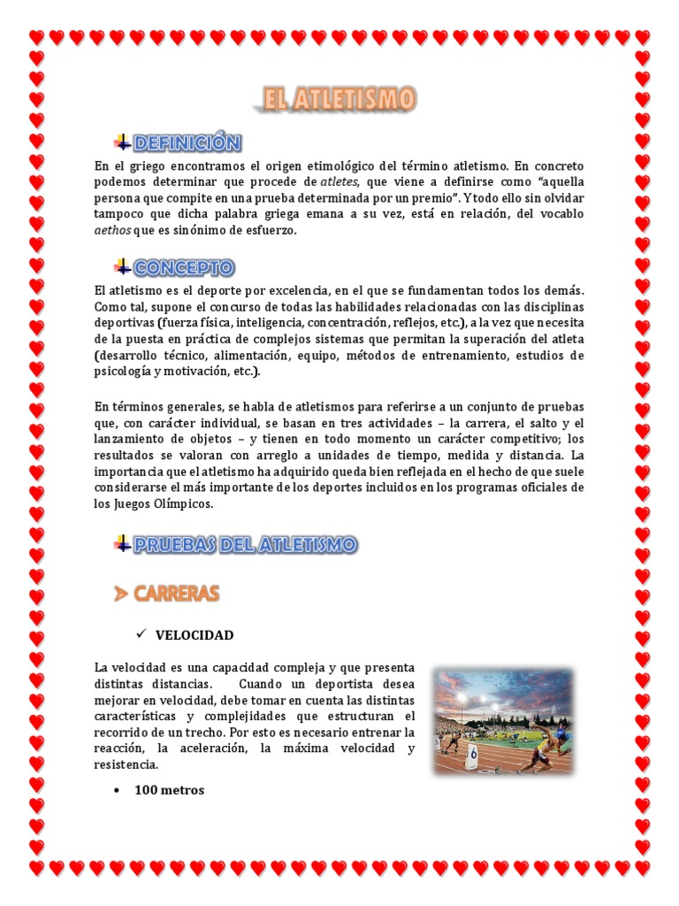 Introducción al Atletismo y Sus Pruebas | PDF | Deporte del atletismo ...