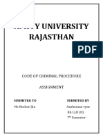 Amity University Rajasthan: Code of Criminal Procedure Assignment