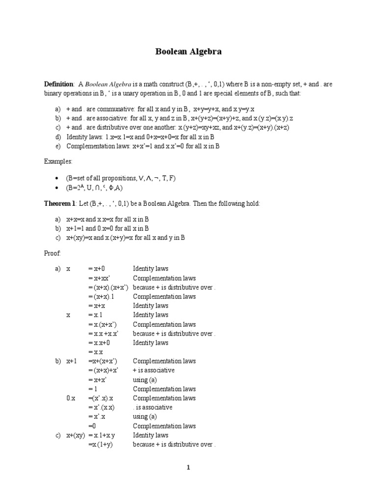Boolean Algebra | PDF | Boolean Algebra | Teaching Mathematics