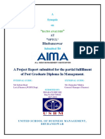" Bhubaneswar: A Project Report Submitted For The Partial Fulfillment of Post Graduate Diploma in Management