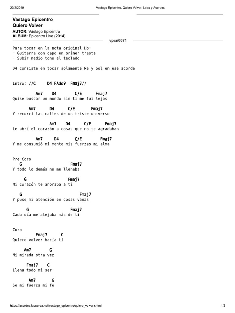 Quiero Volver - Chords | PDF