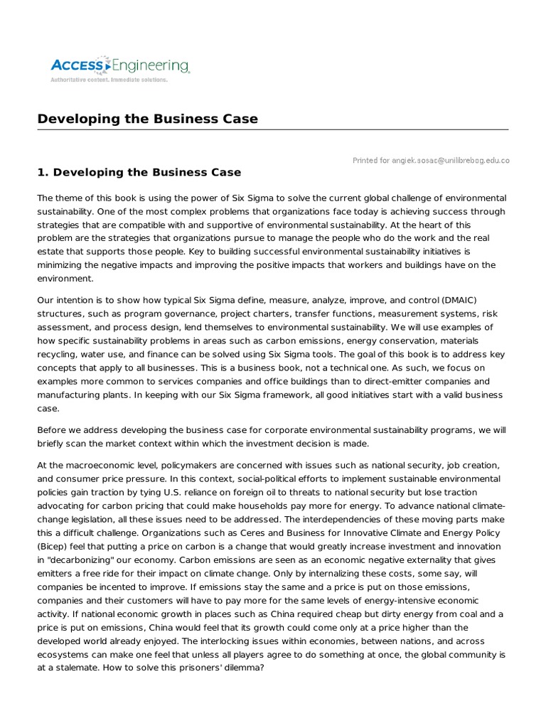 Developing The Business Case | PDF | Sustainability | Waste