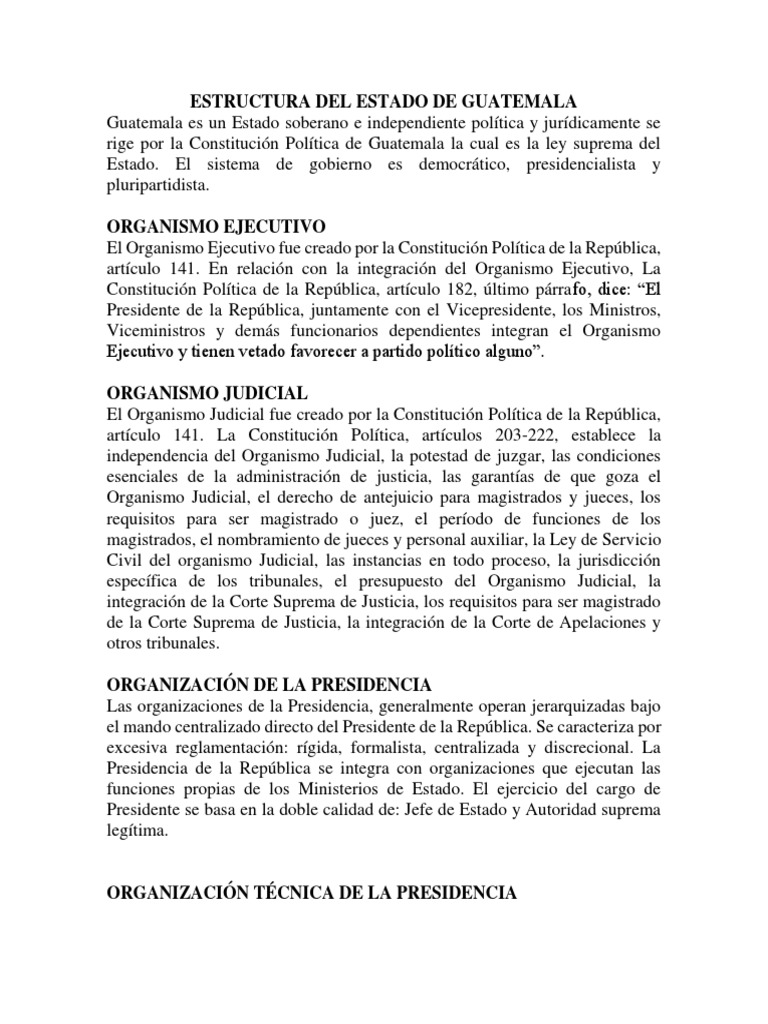 Estructura del Estado en Guatemala | PDF | Organizaciones relacionadas ...