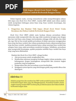 Contoh Soal Dan Jawaban Break Even Point Pdf Ilmusosial Id