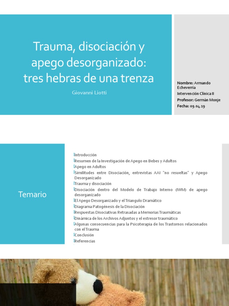 Trauma, Disociación y Apego Desorganizado | PDF | Teoría de apego | Trauma  psicólogico