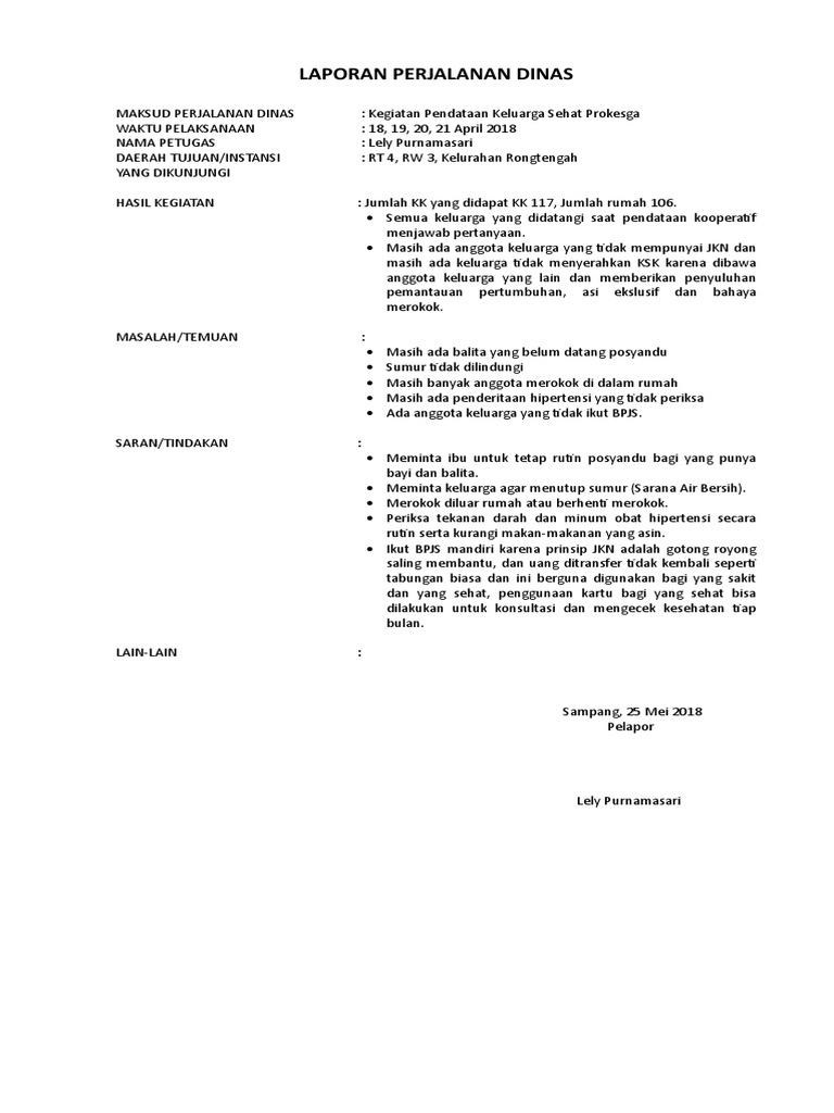 Laporan Perjalanan Dinas Ks