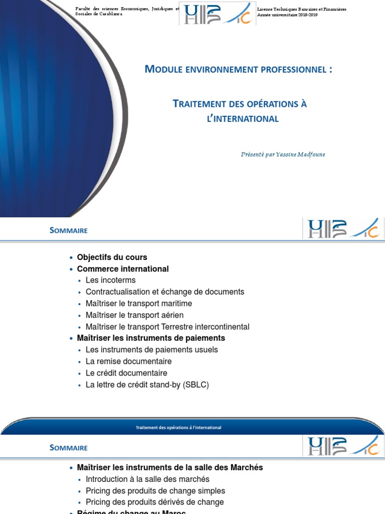 Exercices Incoterms Seance 2 Effet De Commerce Lettre De Credit