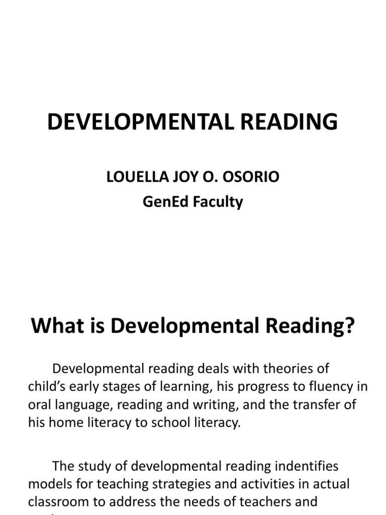 Understanding Developmental Reading | PDF | Literacy | Learning To Read