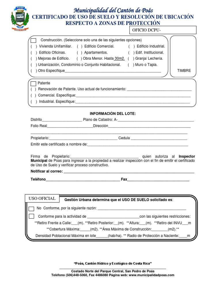 Solicitud De Uso De Suelo Pdf Arquitecto