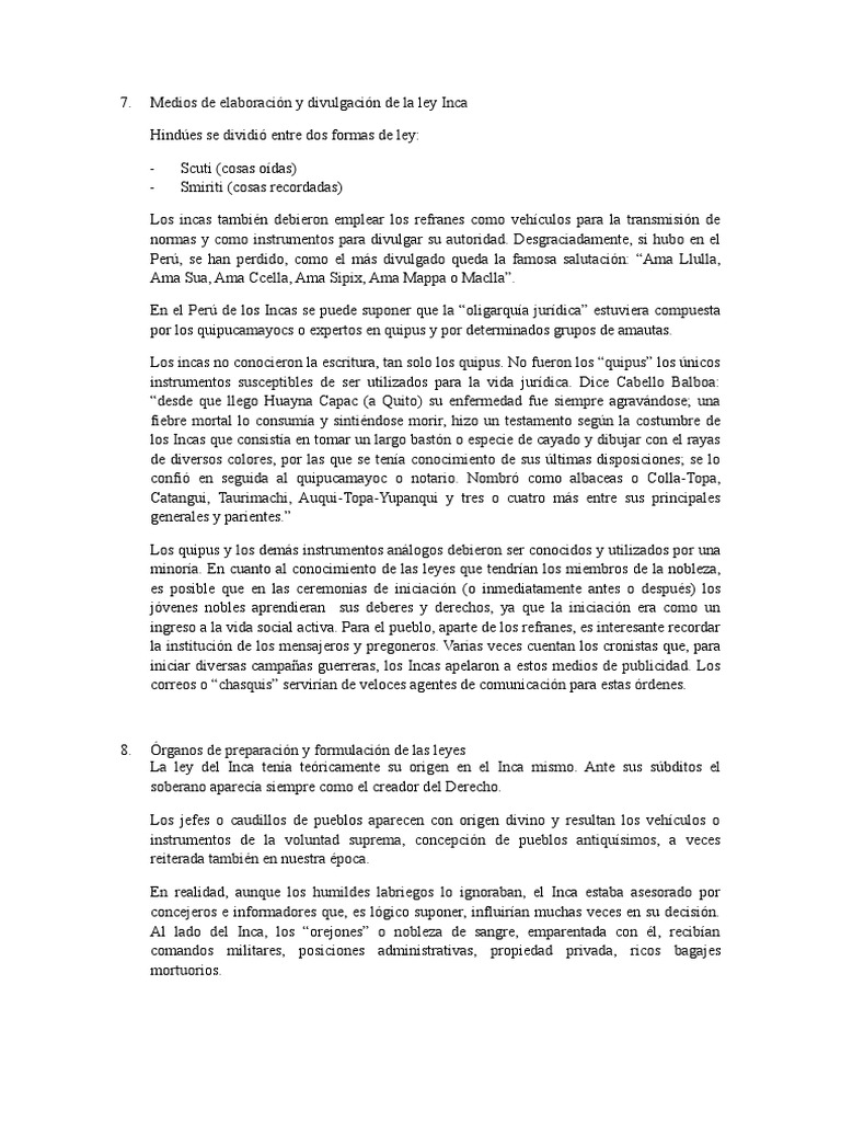 Medios de Elaboración y Divulgación de La Ley Inca | PDF | Imperio Inca