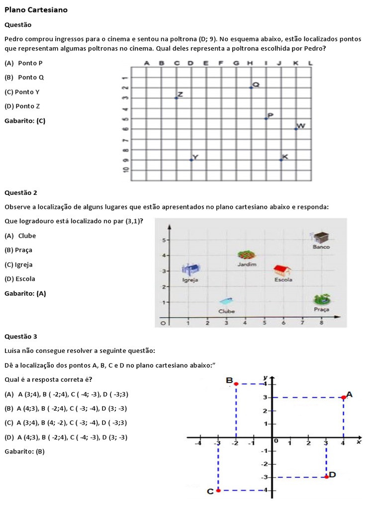Plano Cartesiano | Sistema de Coordenada Cartesiana | Matemática