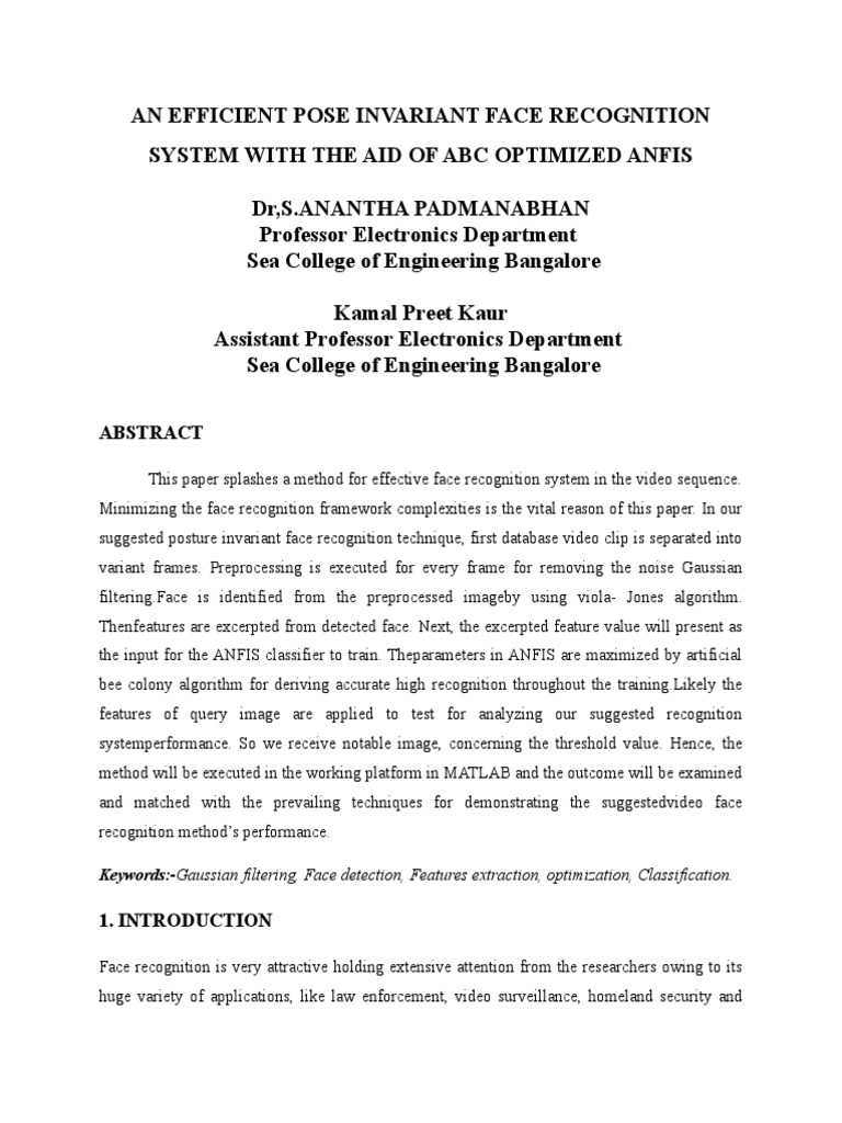 Advanced Face Recognition System | PDF | Sensitivity And Specificity ...