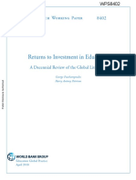 Returns To Investment in Education: Policy Research Working Paper 8402