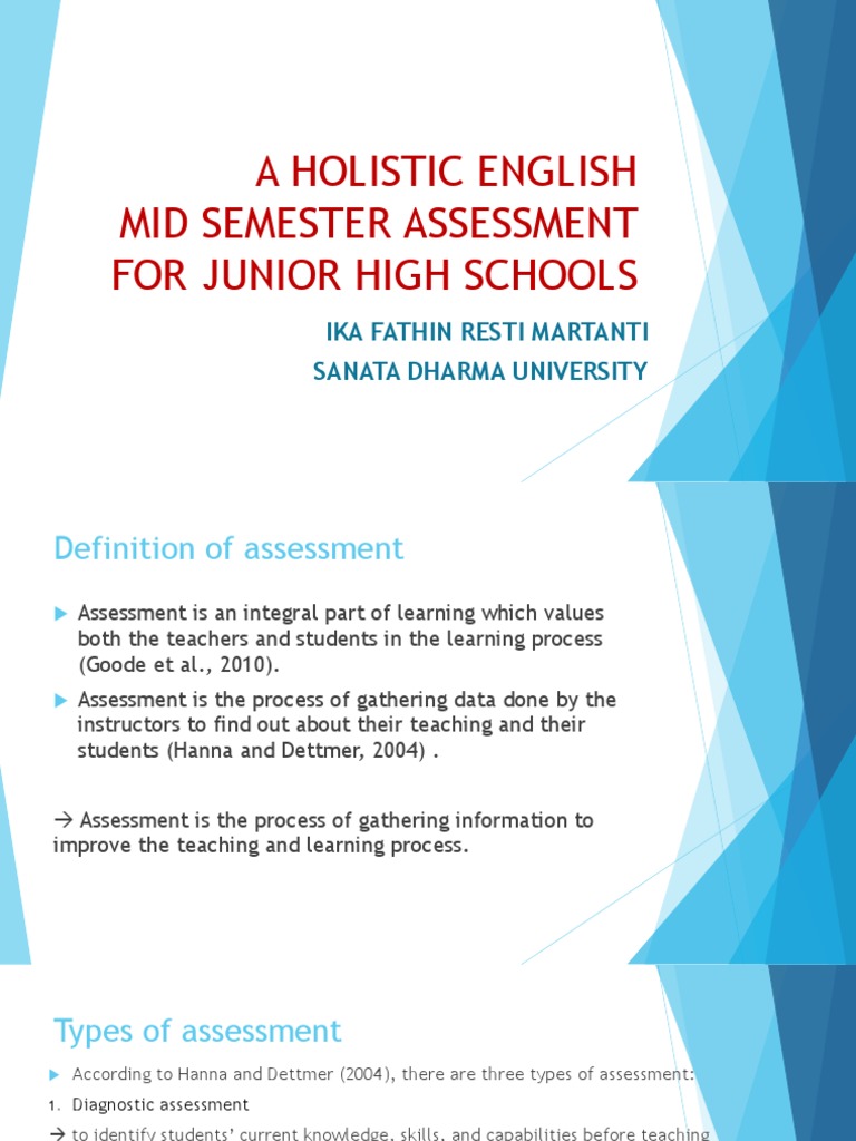 A Holistic English Mid Semester Assessment For Junior High Schools ...