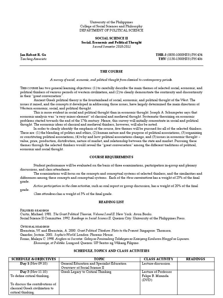 Social Science II Syllabus Overview | PDF | Social Contract | Political ...