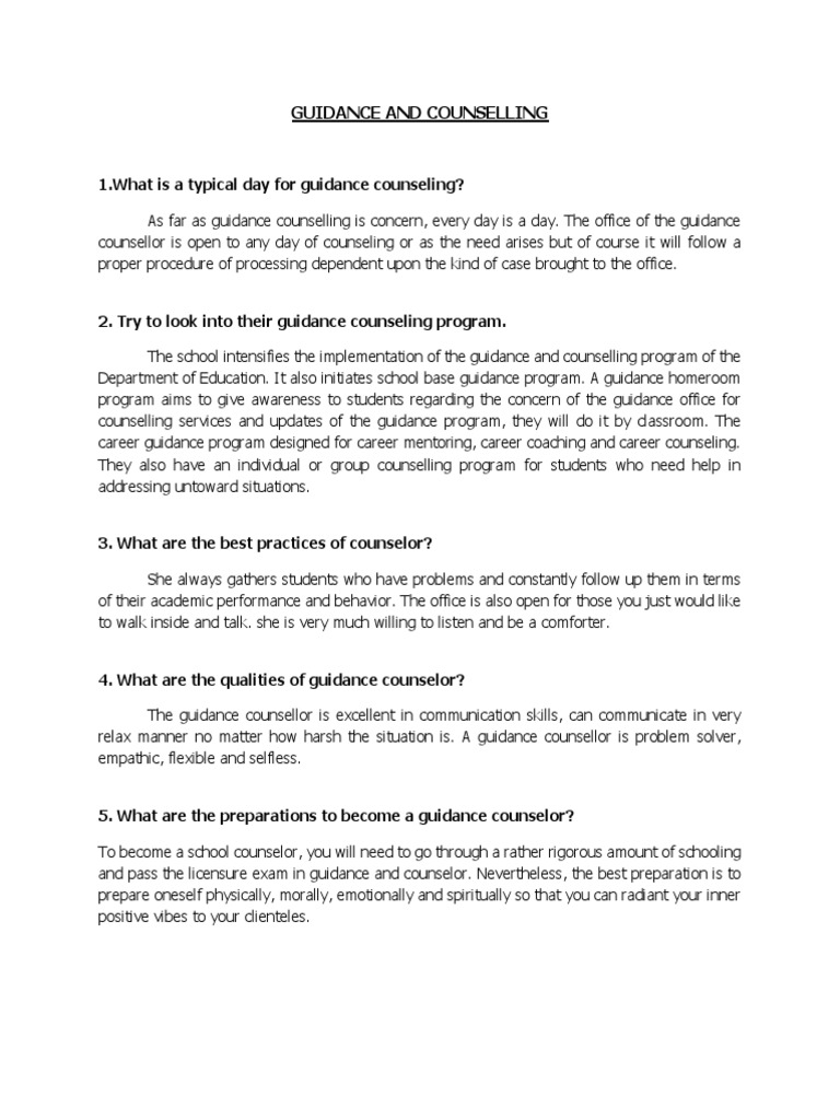 Guidance and Counselling | PDF | School Counselor | Friendship