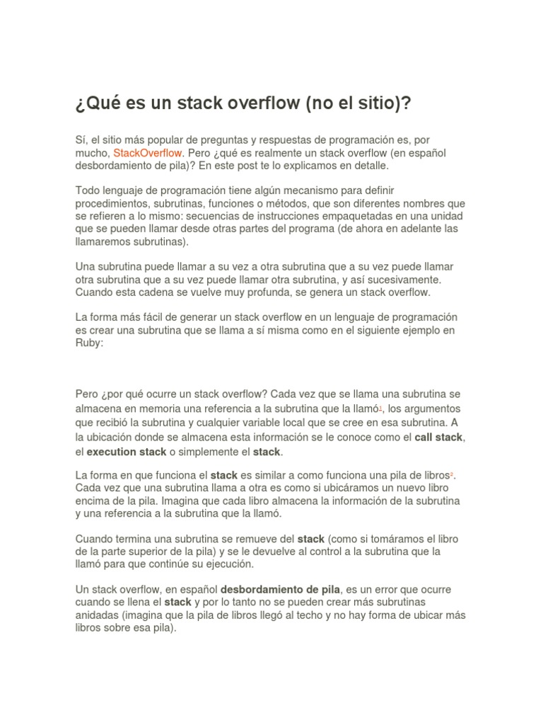 Qué Es Un Stack Overflow | PDF | Lenguaje de marcado | HTML