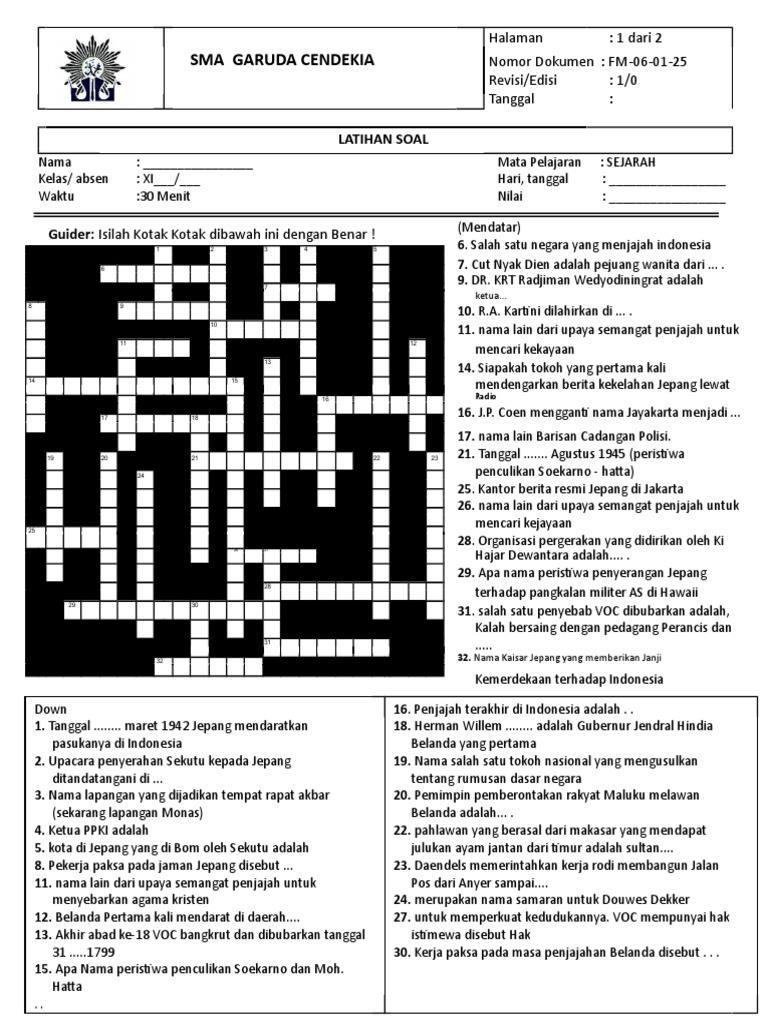 Teka Teki Silang Sejarah Pdf