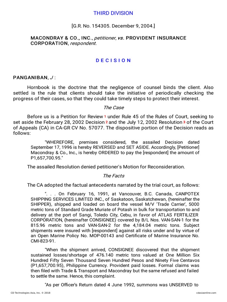 Petitioner Vs Vs Respondent: Third Division | PDF | Ships | Certiorari