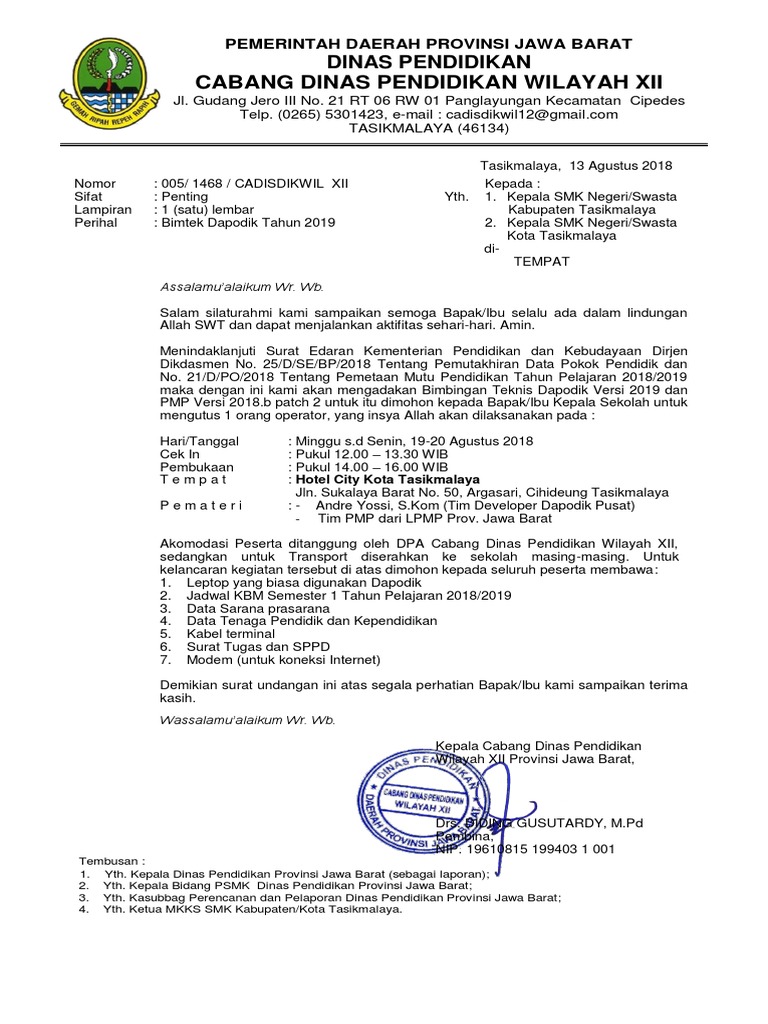Surat Bimtek Dapodik