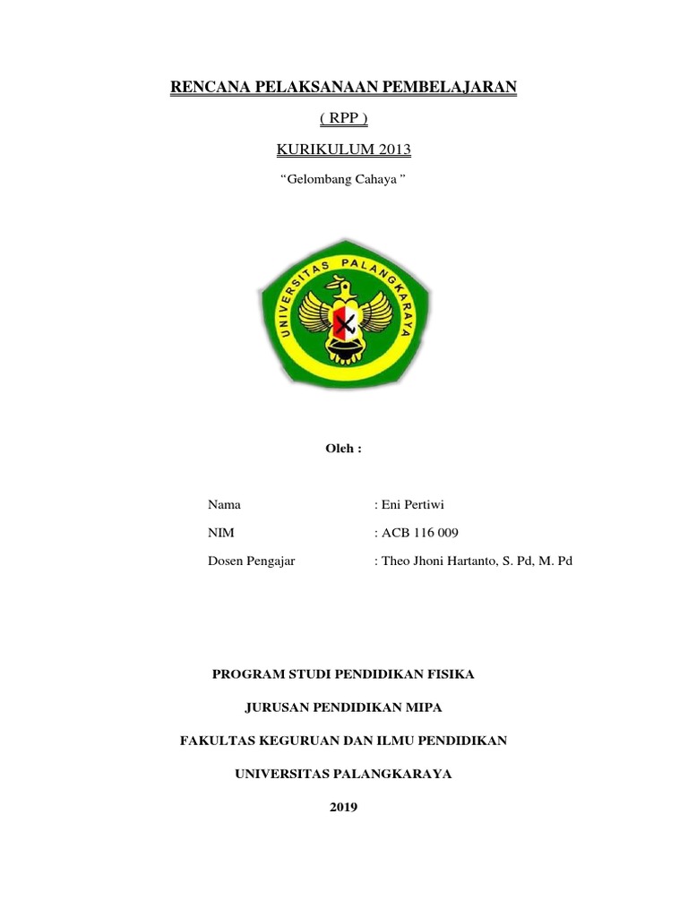 Contoh Cover RPP Kurikulum 2013 | PDF | Sains & Matematika