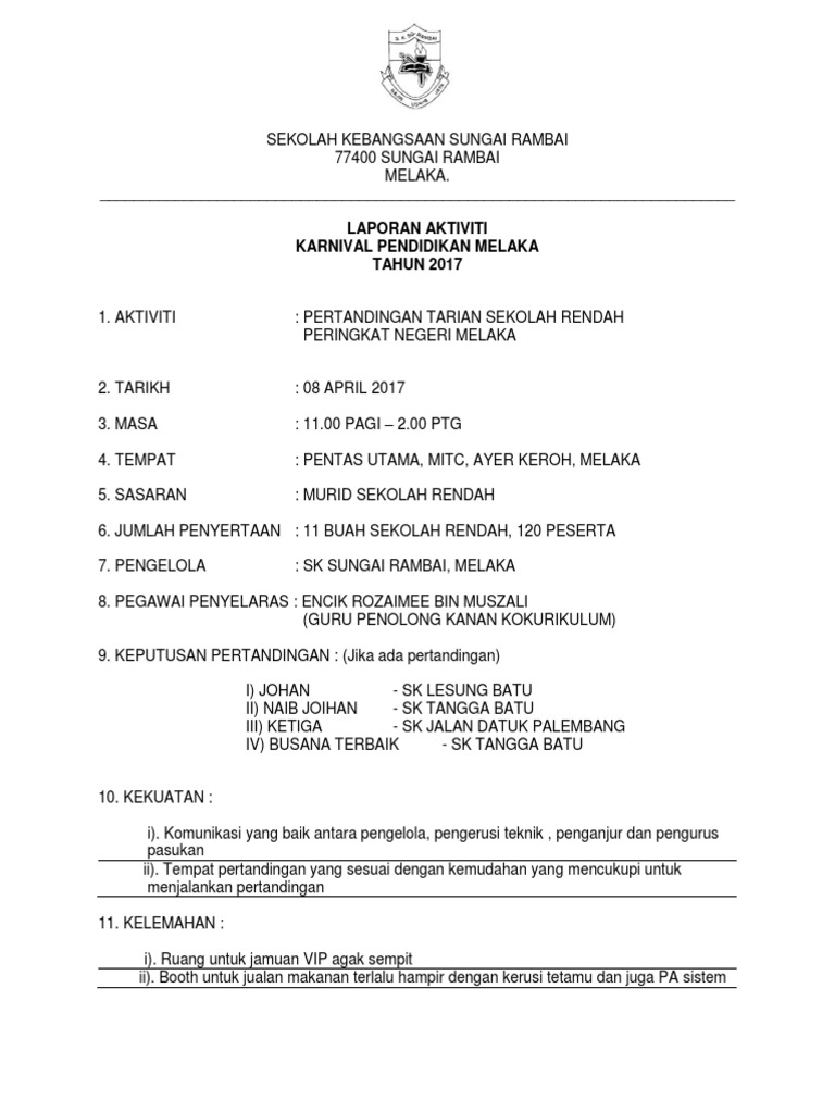 Laporan Aktiviti Karnival Pendidikan 2017 Pdf