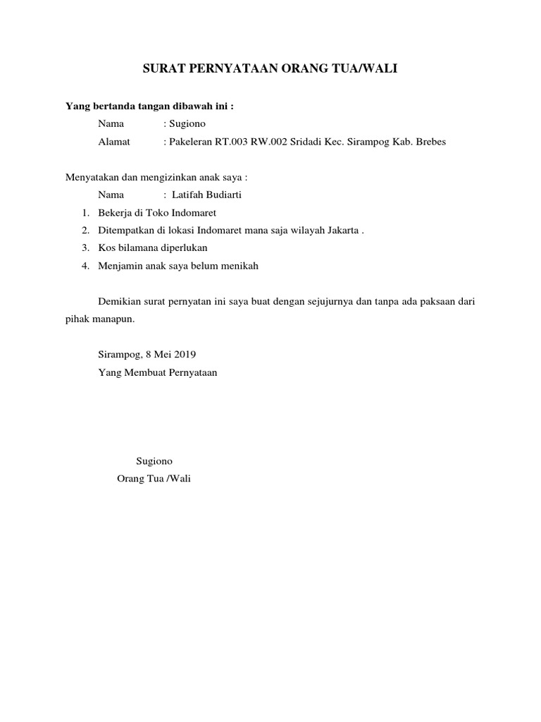 Surat Pernyataan Orang Tuadocx