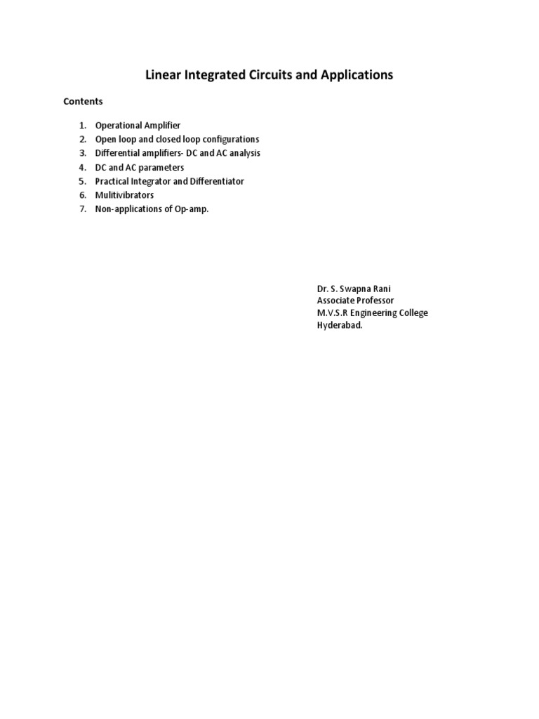 Linear Integrated Circuits and Applications PDF
