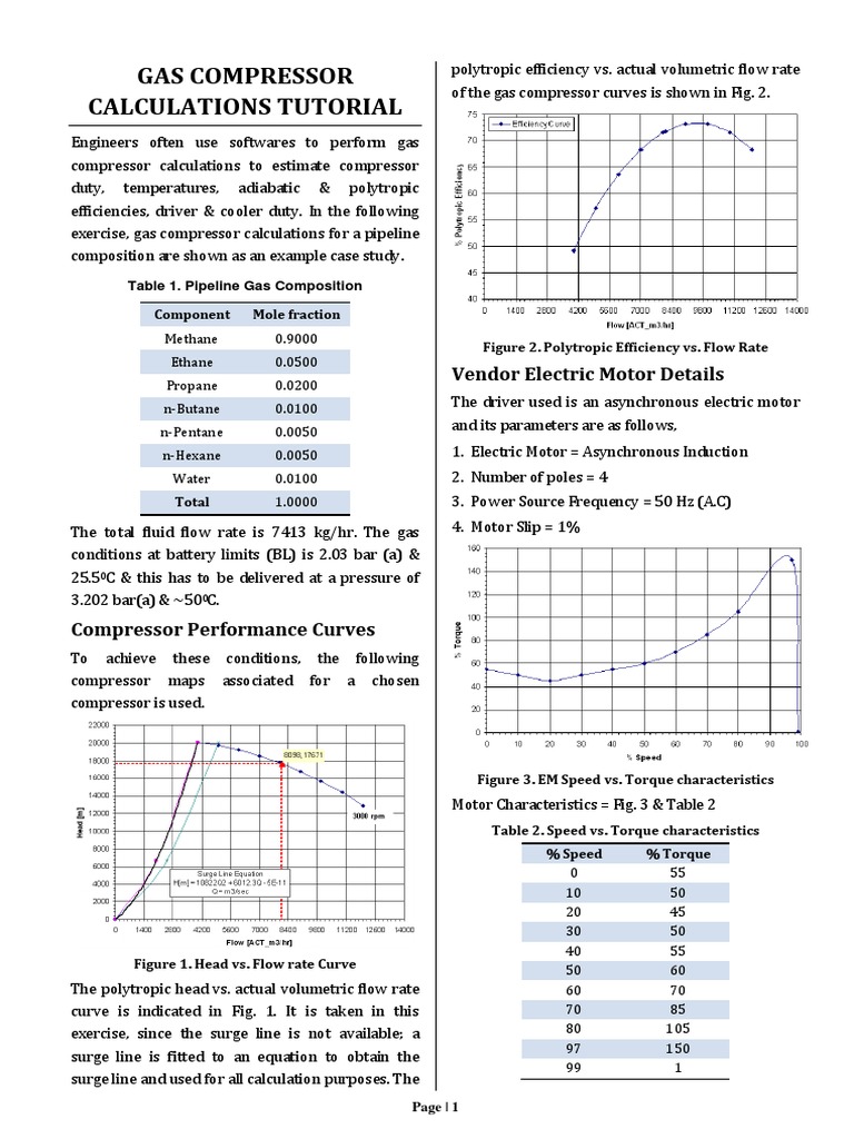 Gas Compressor Calculations Guide | PDF | Electric Motor | Quantity