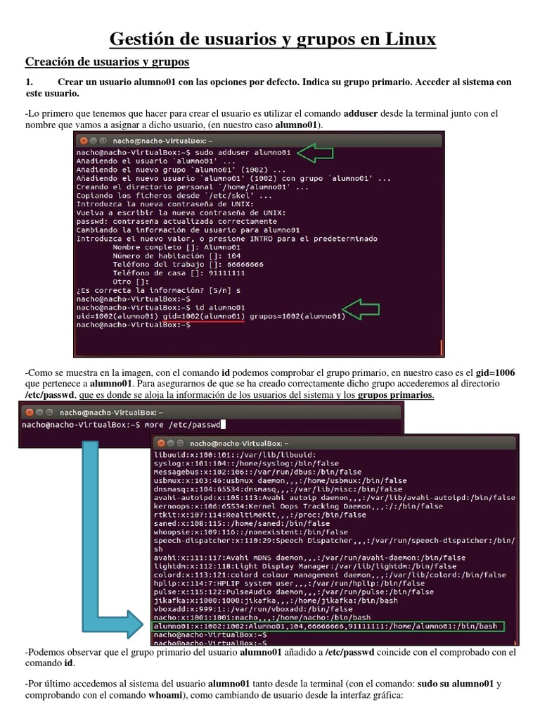 Gestión de usuarios y grupos en Linux | PDF | Contraseña | Sistema de ...
