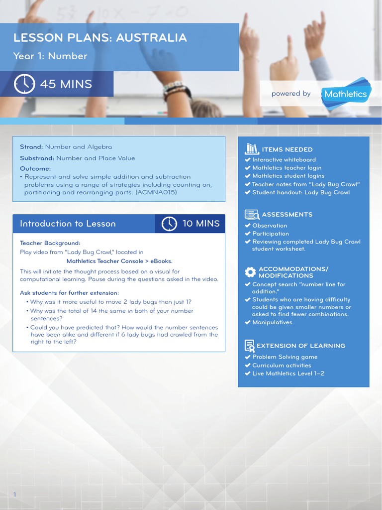 Year 1 Math Lesson Plans Australia | PDF | Curriculum | Lesson Plan